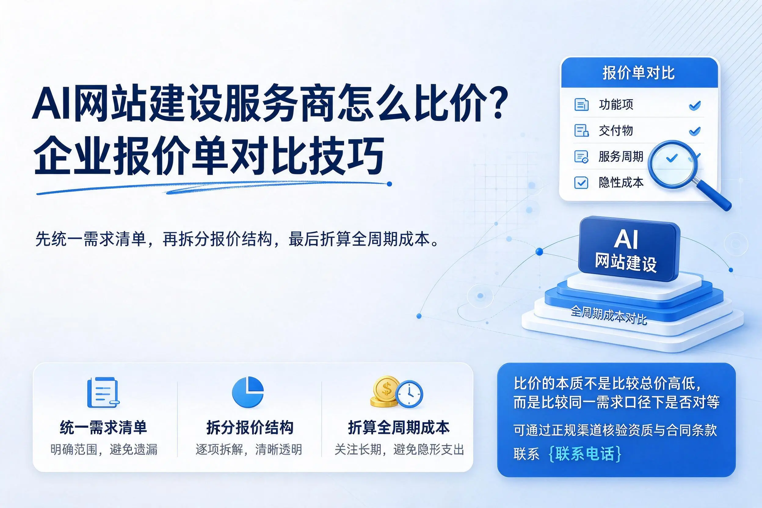 AI网站建设服务商怎么比价?锦州企业报价单对比技巧